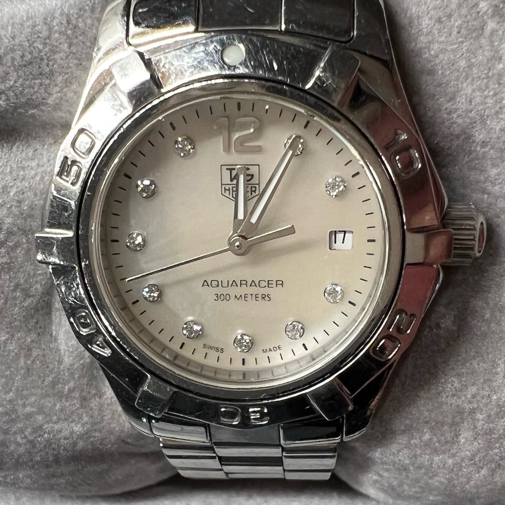 Authentic TAG HEUER WAF1415 Aquaracer 10-Point Diamond Women's Wristwatch